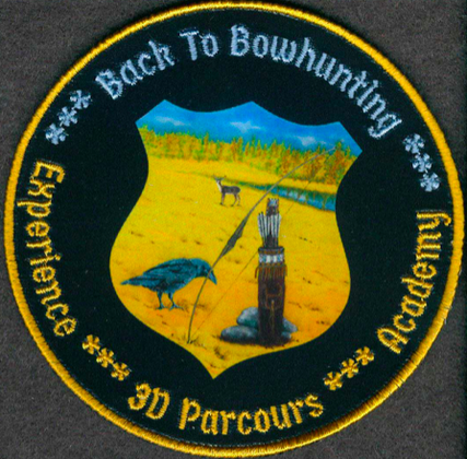 Back To Bowhunting aandenken Vinyl  1x Badge stof & kunststof combinatie dia 95mm - afb. 1
