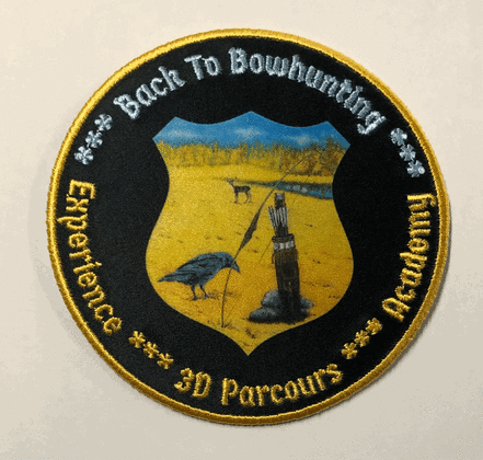 Back To Bowhunting aandenken Vinyl  2x Badge stof & kunststof combinatie dia 95mm - afb. 1