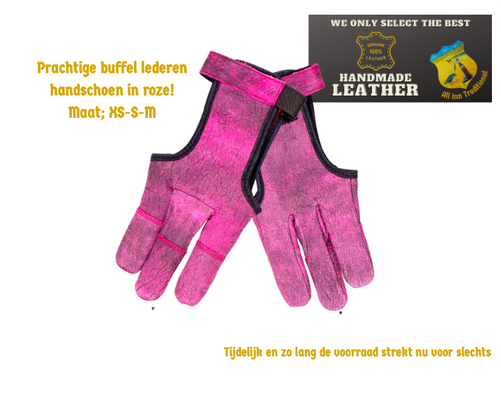 Roze handschoen Buffel leder - afb. 1