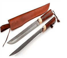  Viking knife Damast, bone/brass/wood 
